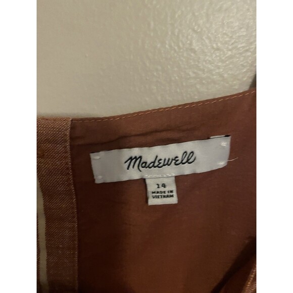 Madewell Seamed Tiered Midi Dress in Strip Double Rusty Torch Sz 14 - Picture 5 of 7